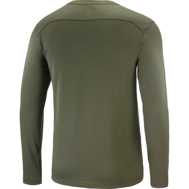 Olive Salomon Essential Long Sleeve Men's T-Shirts | IE IZ5986